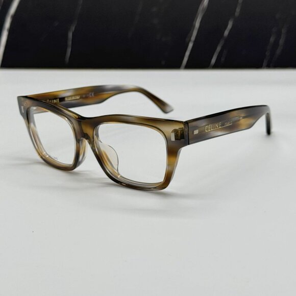 NEW CELINE CL50011F 055 HAVANA SQUARE UNISEX CELINE EYEGLASSES - Picture 3 of 12